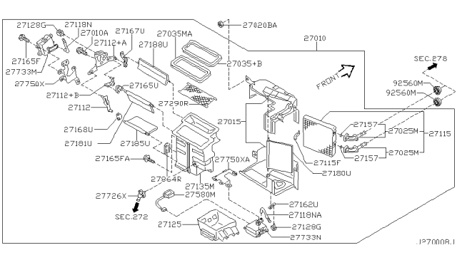 2000 Nissan Maxima Heating Unit Assy-Front Diagram for 27110-2Y900