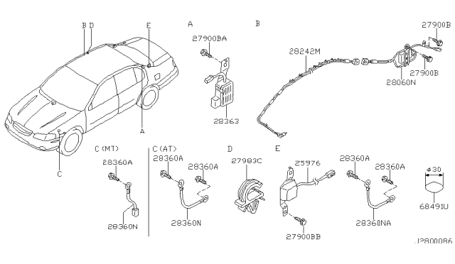 2002 Nissan Maxima Antenna Assembly-Global Positioning System Diagram for 25975-5Y700