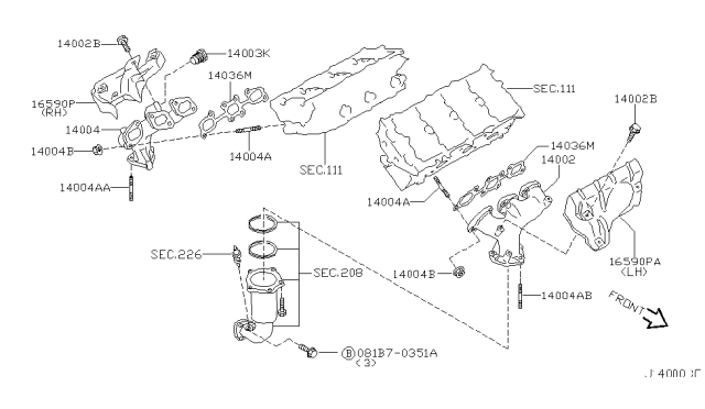 2001 Nissan Maxima Cover-Exhaust Manifold Diagram for 16590-8J110