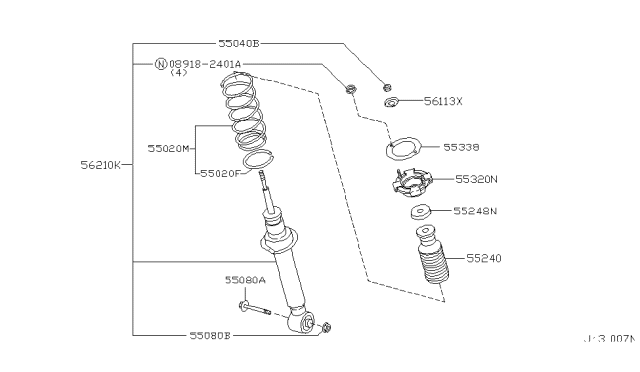 2002 Nissan Maxima ABSORBER Kit-Shock,Rear Diagram for 56210-6Y325