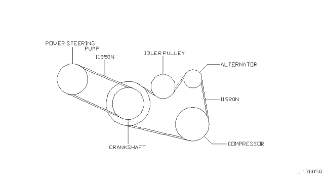 2003 Nissan Maxima Compressor Belt Diagram for 11920-31U02