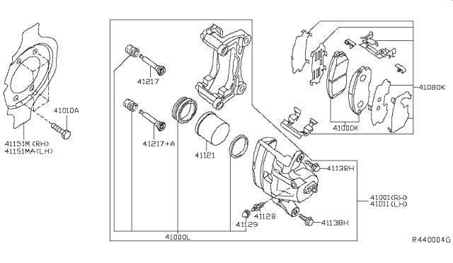 2018 Nissan Maxima Disc Brake Pad Kit Diagram for D1060-9DJ0A