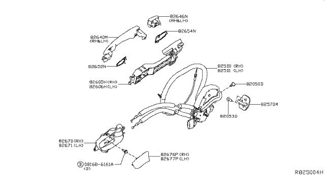 2017 Nissan Maxima Grip Outside Handle Right Diagram for 82640-4RA0A