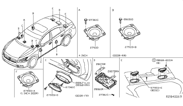 2016 Nissan Maxima Amp Assembly-Speaker Diagram for 28061-4RA0A