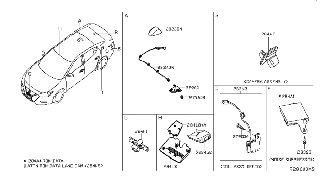 2018 Nissan Maxima Ant Assembly-Sat Diagram for 28208-9N11A