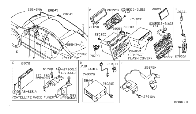 2010 Nissan Maxima Connector-Aux Audio System Diagram for 284H3-9N00A
