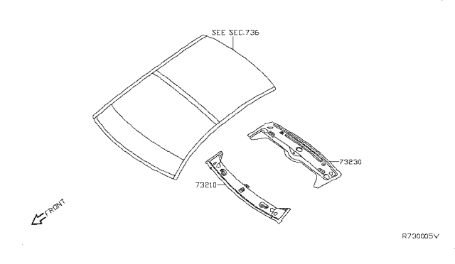 2014 Nissan Maxima Roof Panel & Fitting Diagram 2