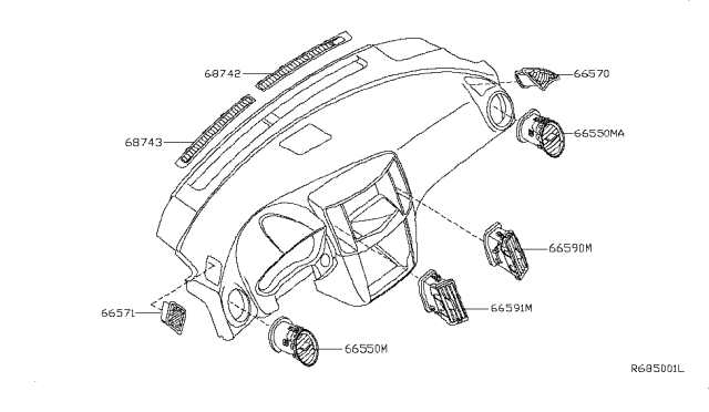 2012 Nissan Maxima Ventilator Assy-Side Diagram for 68760-9N00A