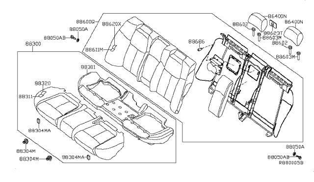 2010 Nissan Maxima Back Assy-Rear Seat,RH Diagram for 88600-9N21A