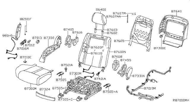 2010 Nissan Maxima Cushion Assembly - Front Seat Diagram for 87300-ZY70C