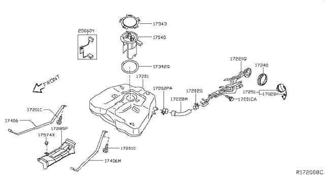 2011 Nissan Maxima In Tank Fuel Pump Diagram for 17040-ZX00A