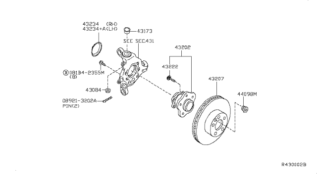 2012 Nissan Maxima Rotor-Disc Brake,Rear Diagram for 43206-9N00A