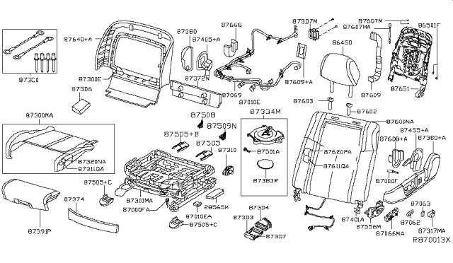 2014 Nissan Maxima Switch Assembly Seat Lumber Diagram for 87317-ZX01B