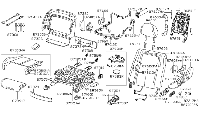 2011 Nissan Maxima Holder Assy-Headrest,Free Diagram for 87603-9N10A
