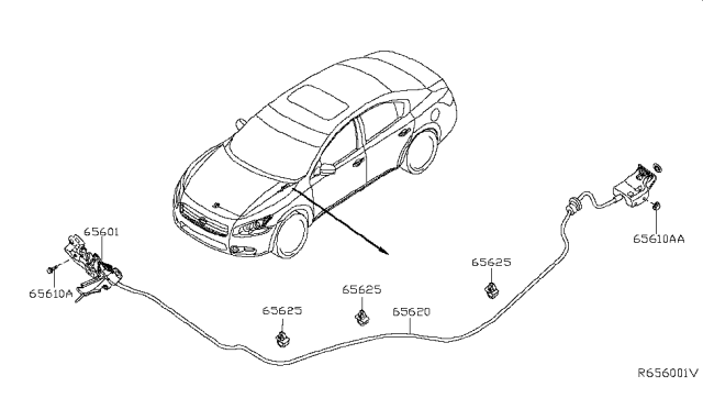 2014 Nissan Maxima Male Assy-Hood Lock Diagram for 65601-9N00B