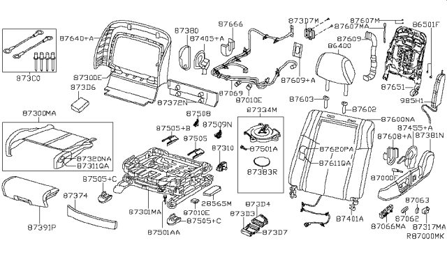 2010 Nissan Maxima Back Assy-Front Seat Diagram for 87650-9N24B