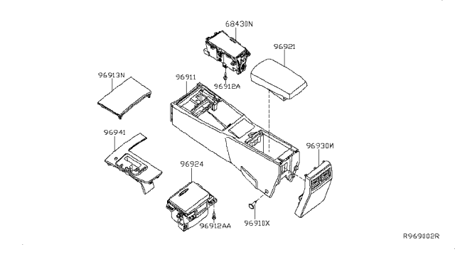 2009 Nissan Maxima Cover Console, Rear Diagram for 96913-ZX81A