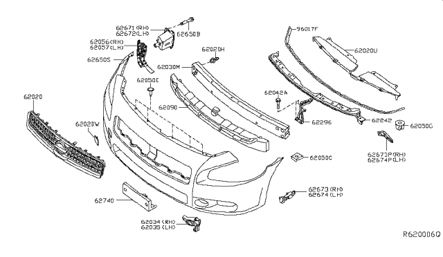 2014 Nissan Maxima Stiffener-Front Bumper Side,RH Diagram for 62058-9N00A