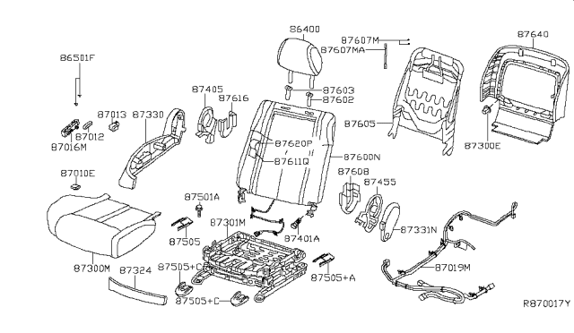 2014 Nissan Maxima Cushion Assembly - Front Seat Diagram for 87300-9DH7B