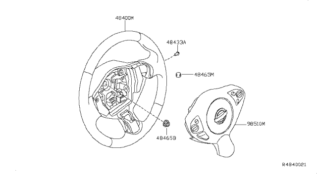 2013 Nissan Maxima Steering Wheel Assembly Without Less Pad Diagram for 48430-ZX82B