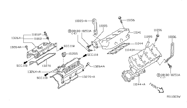 2010 Nissan Maxima Rocker Cover Gasket Diagram for 13270-9N00A