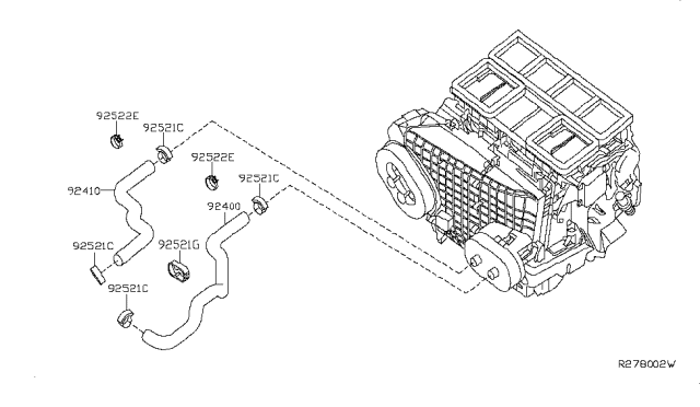 2013 Nissan Maxima Hose-Heater,Outlet Diagram for 92410-JA10A