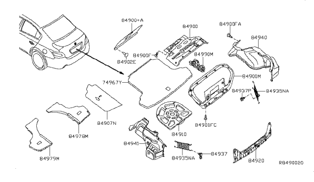 2014 Nissan Maxima Finisher Assy-Trunk,Front Diagram for 84910-ZX80A