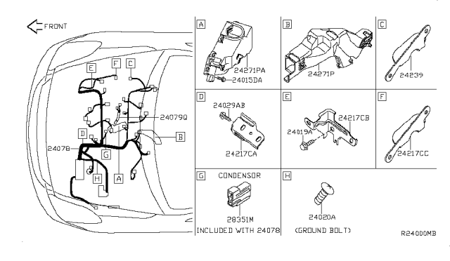 2009 Nissan Maxima Harness Assembly-EGI Diagram for 24011-ZX80A