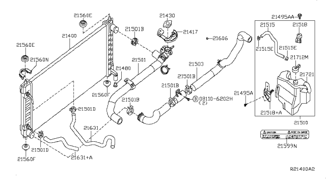 2009 Nissan Maxima Cooler Assembly-Auto Trans Oil Diagram for 21606-JA00A