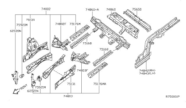2014 Nissan Maxima Member Assembly-Rear Side,RH Diagram for G5510-9DFMA