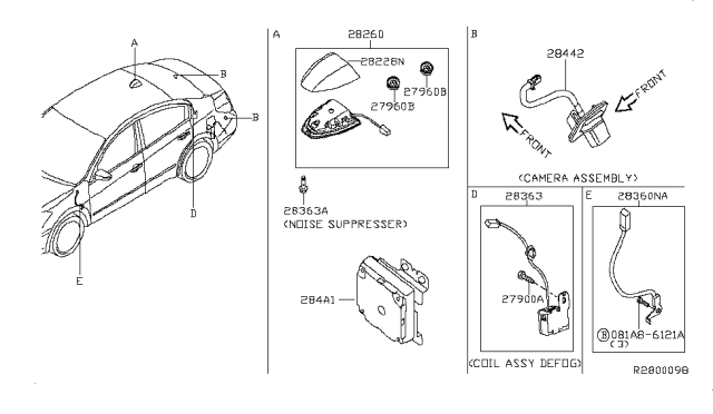 2010 Nissan Maxima Camera Assy-Back View Diagram for 28442-9N00A