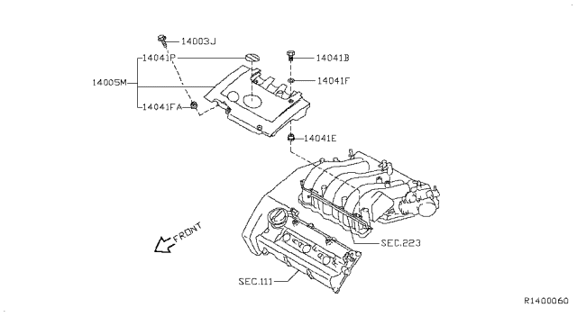2013 Nissan Maxima Cover-Intake Manifold Collector Diagram for 14041-9N00B