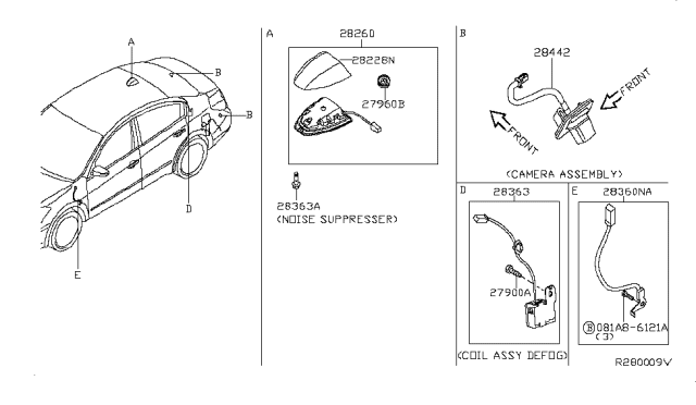 2014 Nissan Maxima Cover-Antenna Base Diagram for 28228-9DG1C