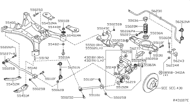 2014 Nissan Maxima Arm Assy-Rear Suspension,LH Diagram for 55502-9N00A