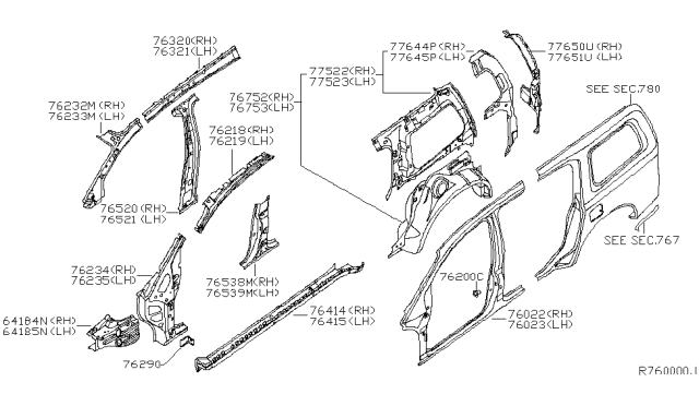 2014 Nissan Armada Pillar-Front,Inner Upper RH Diagram for G6230-9GEMA