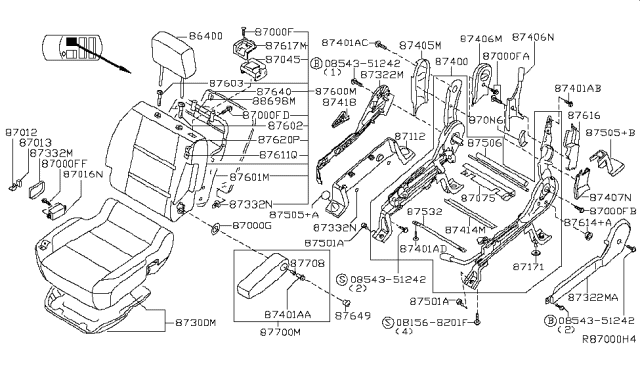 2008 Nissan Armada Cushion Assy-Front Seat Diagram for 87300-ZE00B