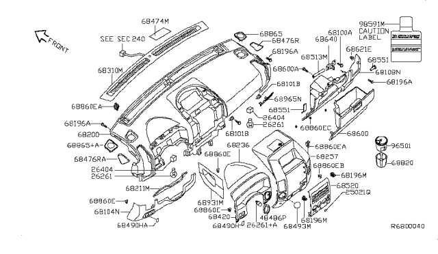 2008 Nissan Armada Grille-Speaker Diagram for 28176-ZQ10C