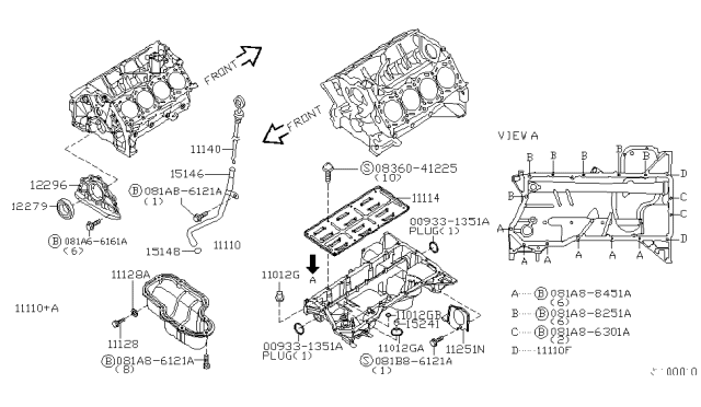 2008 Nissan Armada Cylinder Block & Oil Pan Diagram 1