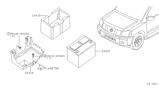 2005 Nissan Armada Battery & Battery Mounting Diagram