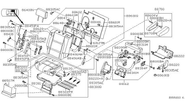 2004 Nissan Armada Back Assy-Rear Seat Diagram for 88600-7S50A