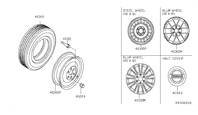 2015 Nissan Armada Aluminum Wheel Diagram for 40300-ZQ31B