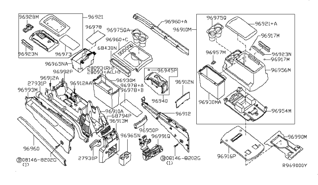 2005 Nissan Armada Finisher-Console Diagram for 96915-7S300