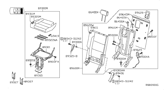 2015 Nissan Armada Cushion Assy-3rd Seat,RH Diagram for 89300-ZV50C
