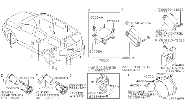 2007 Nissan Armada Sensor-Sonar Diagram for 25994-ZC33C