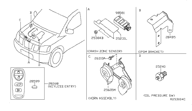 2009 Nissan Armada Horn Assembly - Electric High Diagram for 25605-ZR00B