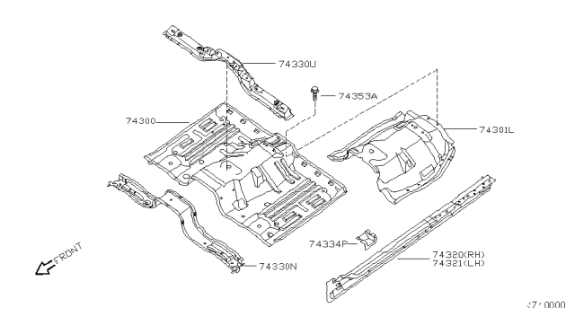 2008 Nissan Armada Extension-Cross Member,2nd Diagram for 74334-7S030