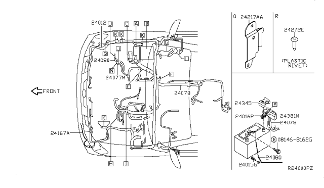 2014 Nissan Armada Harness Assy-Engine Room Diagram for 24012-9GE7B