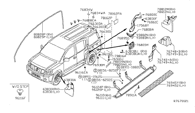 2006 Nissan Armada Duct-DRAFTER,Outlet L Diagram for 76805-7S000