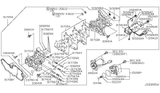 2008 Nissan Armada Transfer Shift Lever,Fork & Control Diagram 3