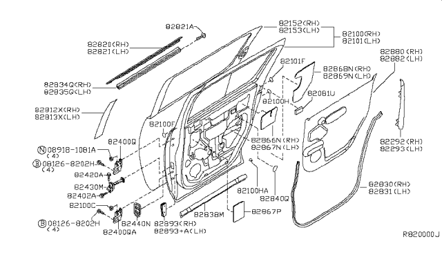 2006 Nissan Armada Screen-Seal Rear LH Diagram for 82861-ZC31A